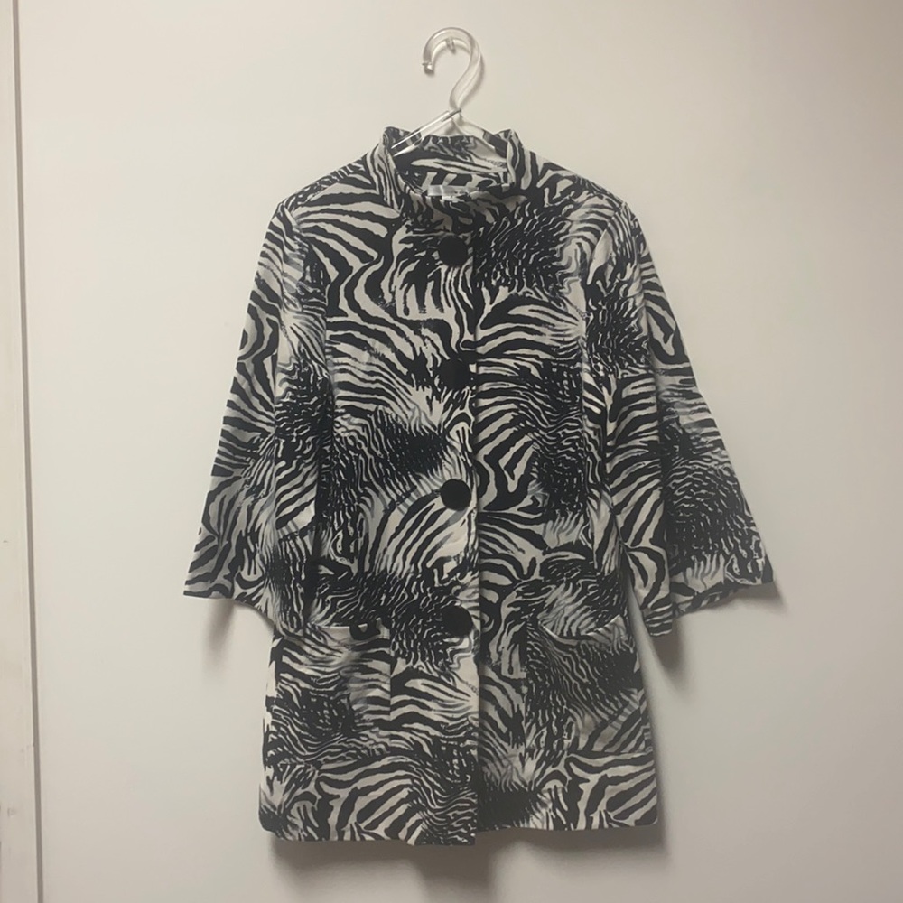 WD.NY Black/White Zebra Print Jacket ~ EUC